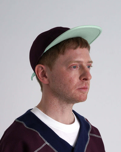 WAFFLE CAP / burgundy & mint green