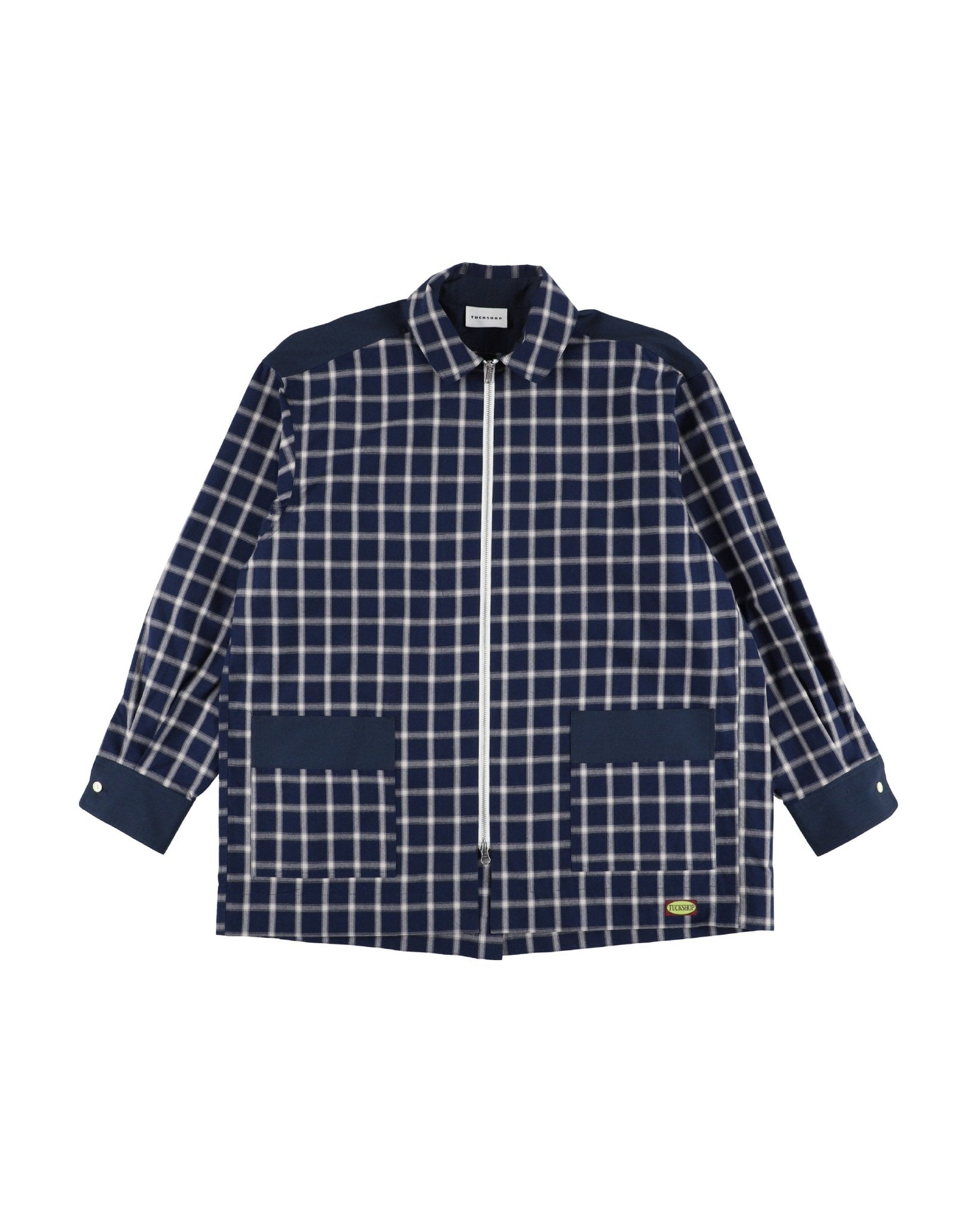 PANEL ZIP-UP SHIRT / navy check｜TUCKSHOP（タックショップ）公式