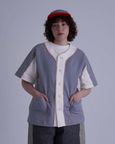WAFFLE BASEBALL SHIRT / gray & white - TUCKSHOP