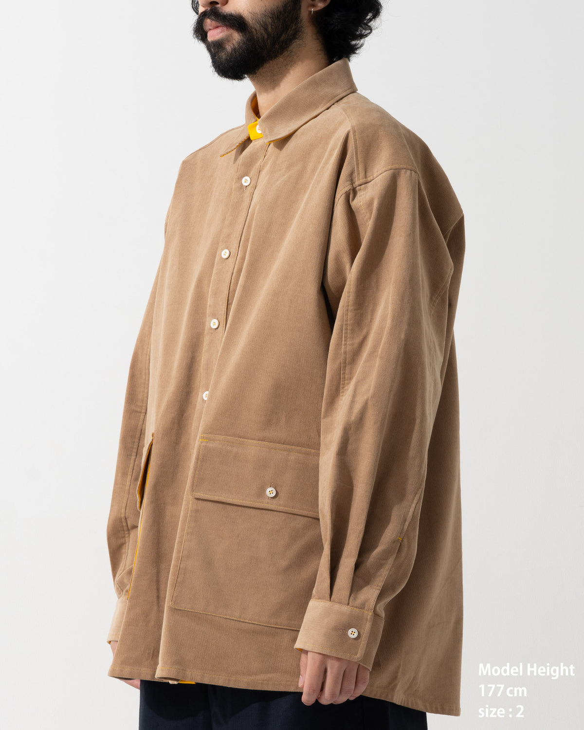 SPLIT SS SHIRT / off white & khaki