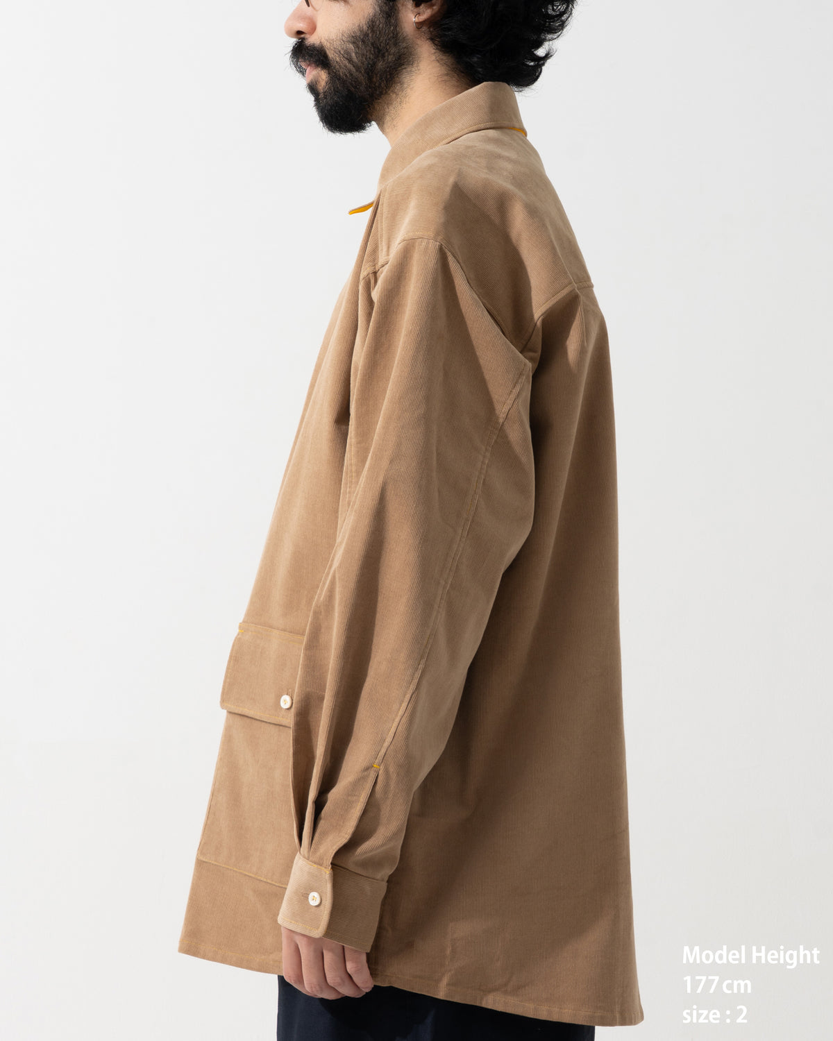 SPLIT SS SHIRT / off white & khaki