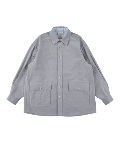 CORDUROY OVERSHIRT / gray & ice blue