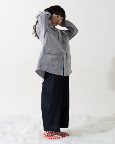 CORDUROY OVERSHIRT / gray & ice blue