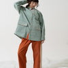SPLIT SS SHIRT / off white & khaki