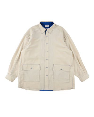 CORDUROY OVERSHIRT / off white & blue