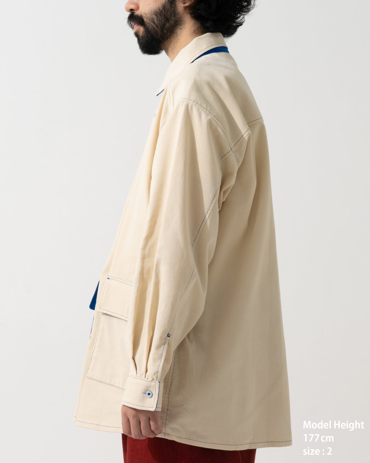 SPLIT SS SHIRT / off white & khaki