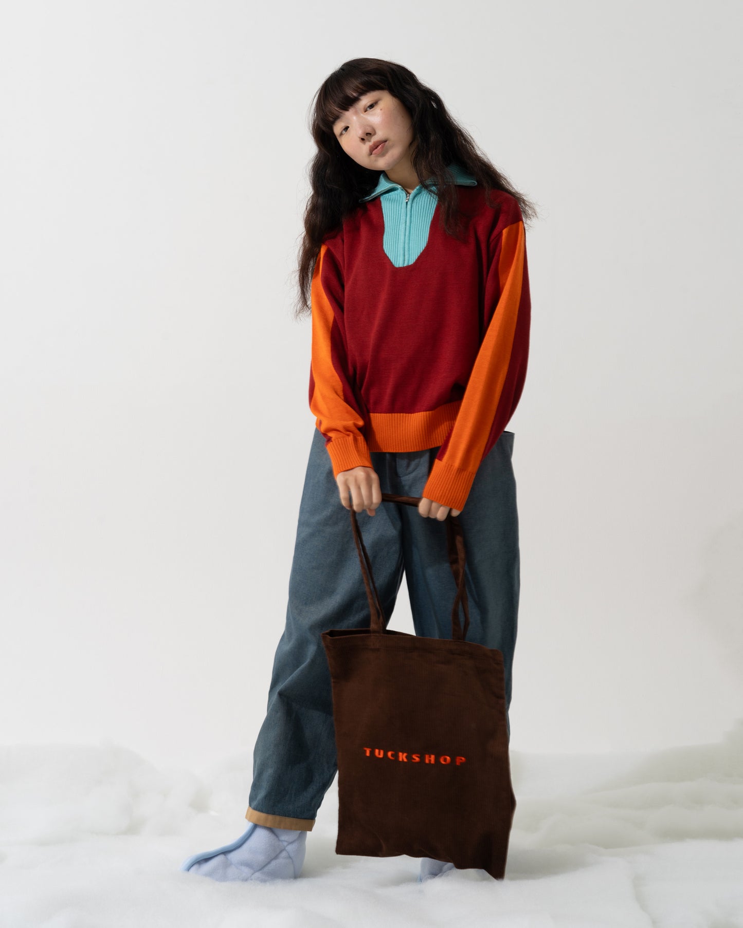 CORDUROY TOTE / dark brown
