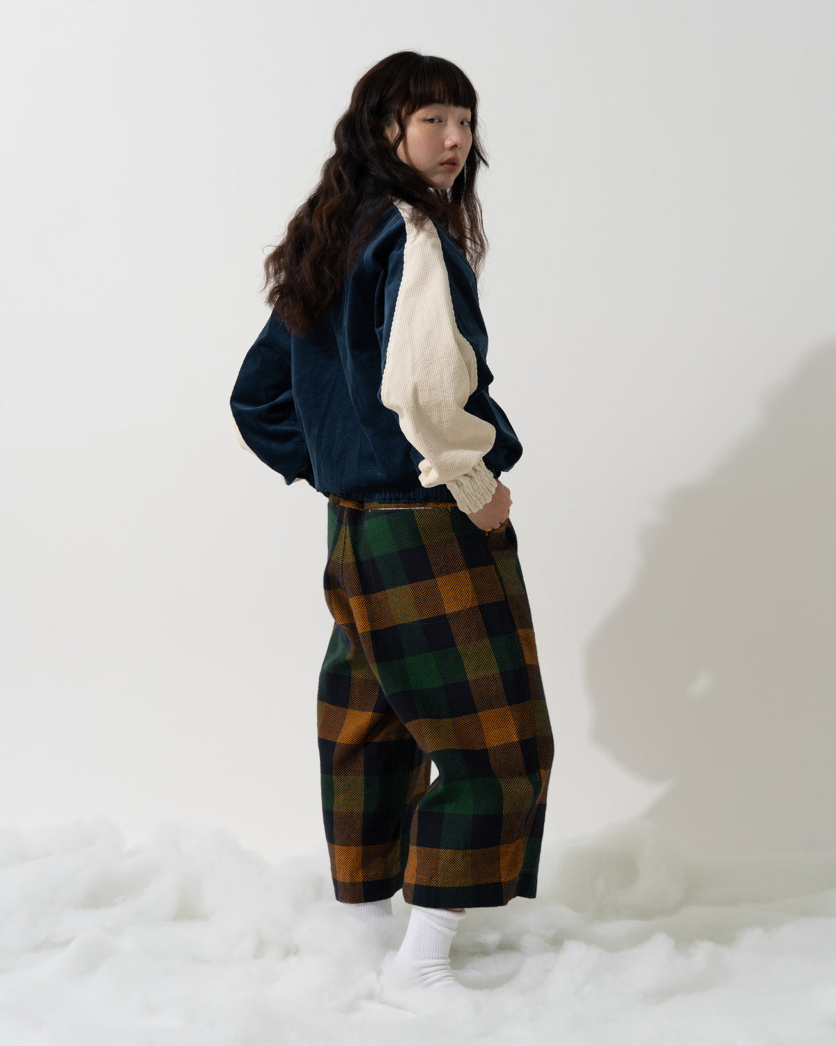 SNAP CORDUROY PANTS / amber & ivory