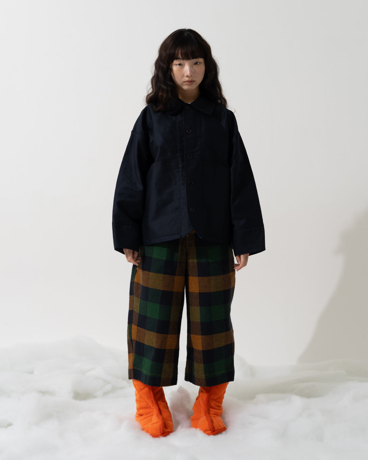 SNAP CORDUROY PANTS / amber & ivory