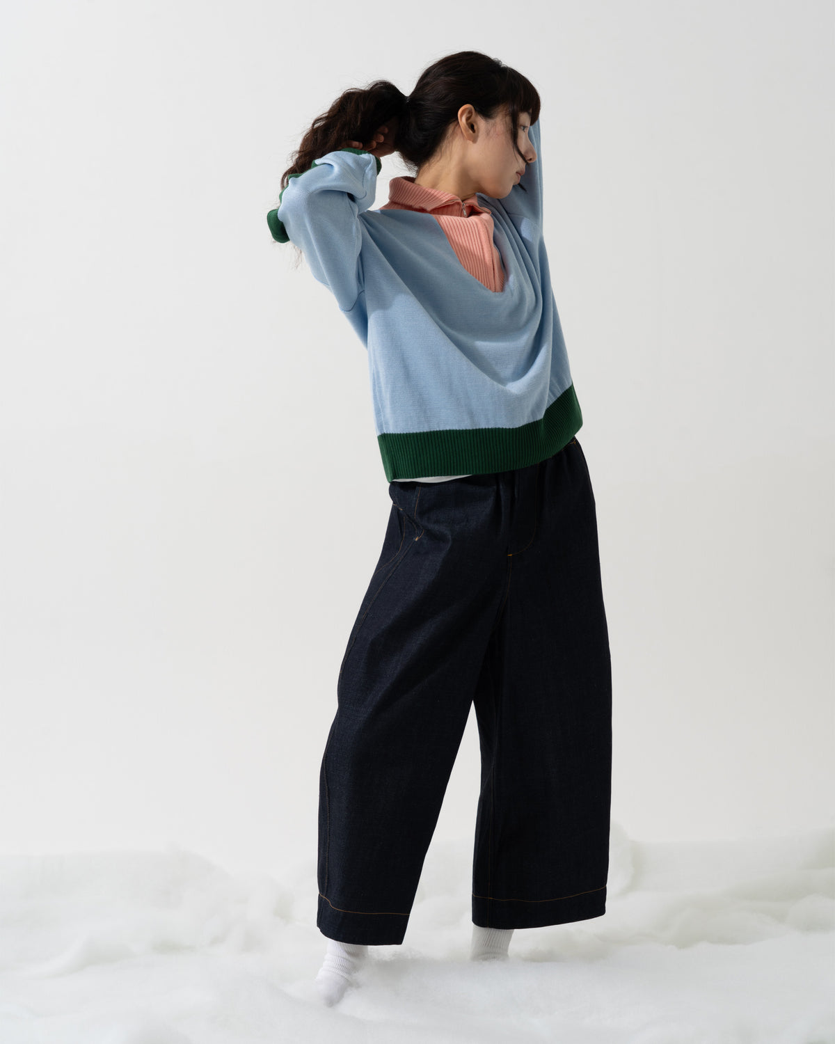 SNAP CORDUROY PANTS / amber & ivory