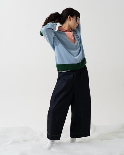 CROPPED WIDE PANTS / indigo