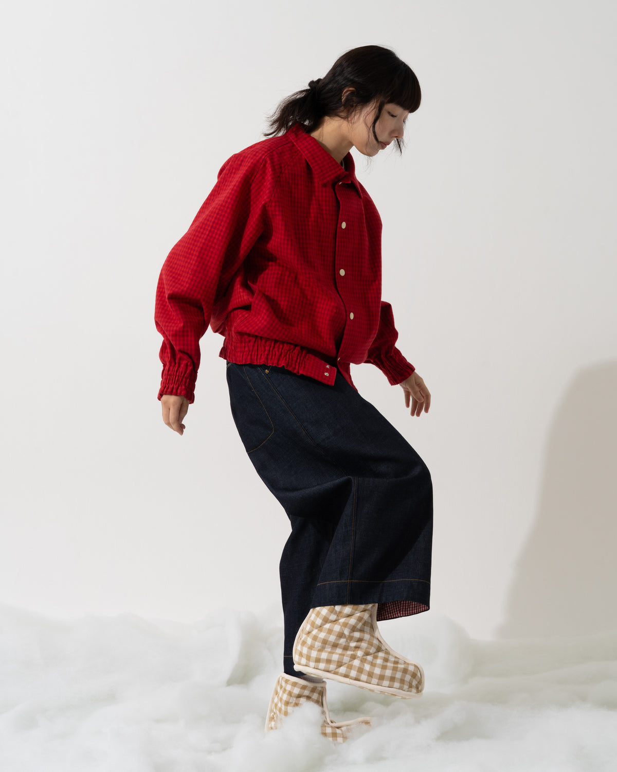 SNAP CORDUROY PANTS / amber & ivory