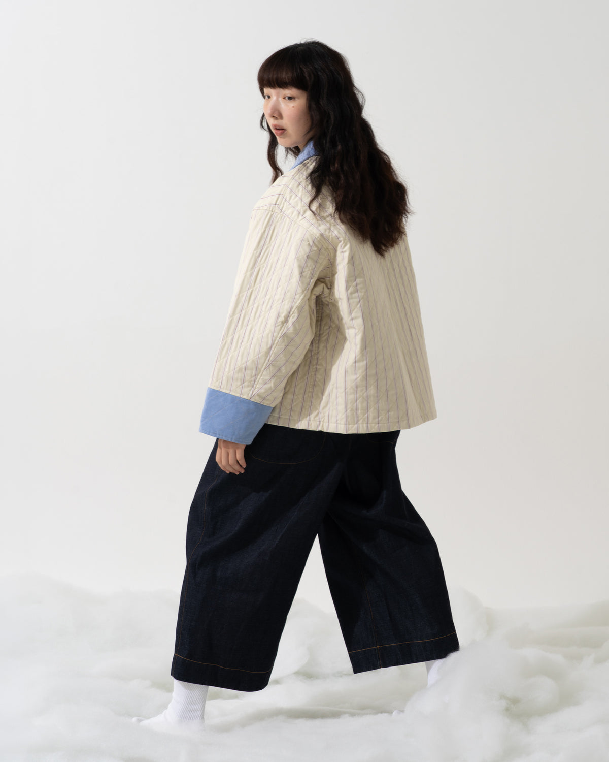 SNAP CORDUROY PANTS / amber & ivory