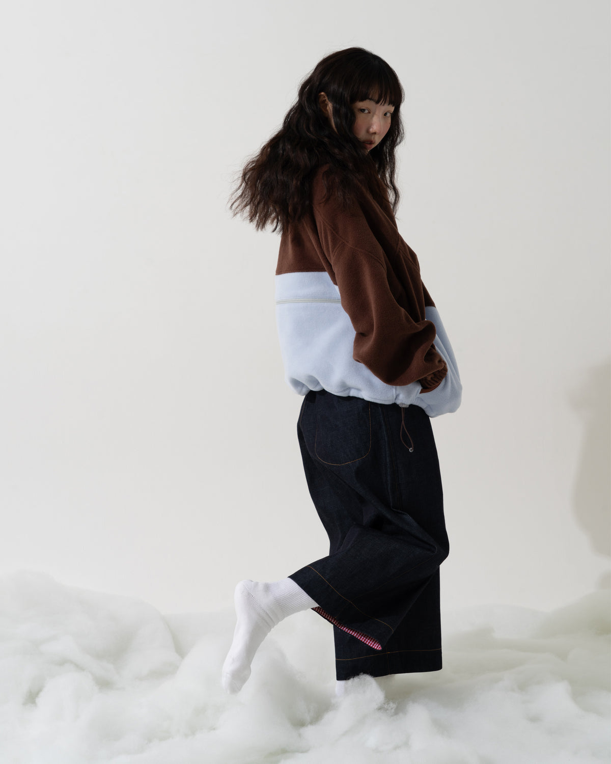 SNAP CORDUROY PANTS / amber & ivory