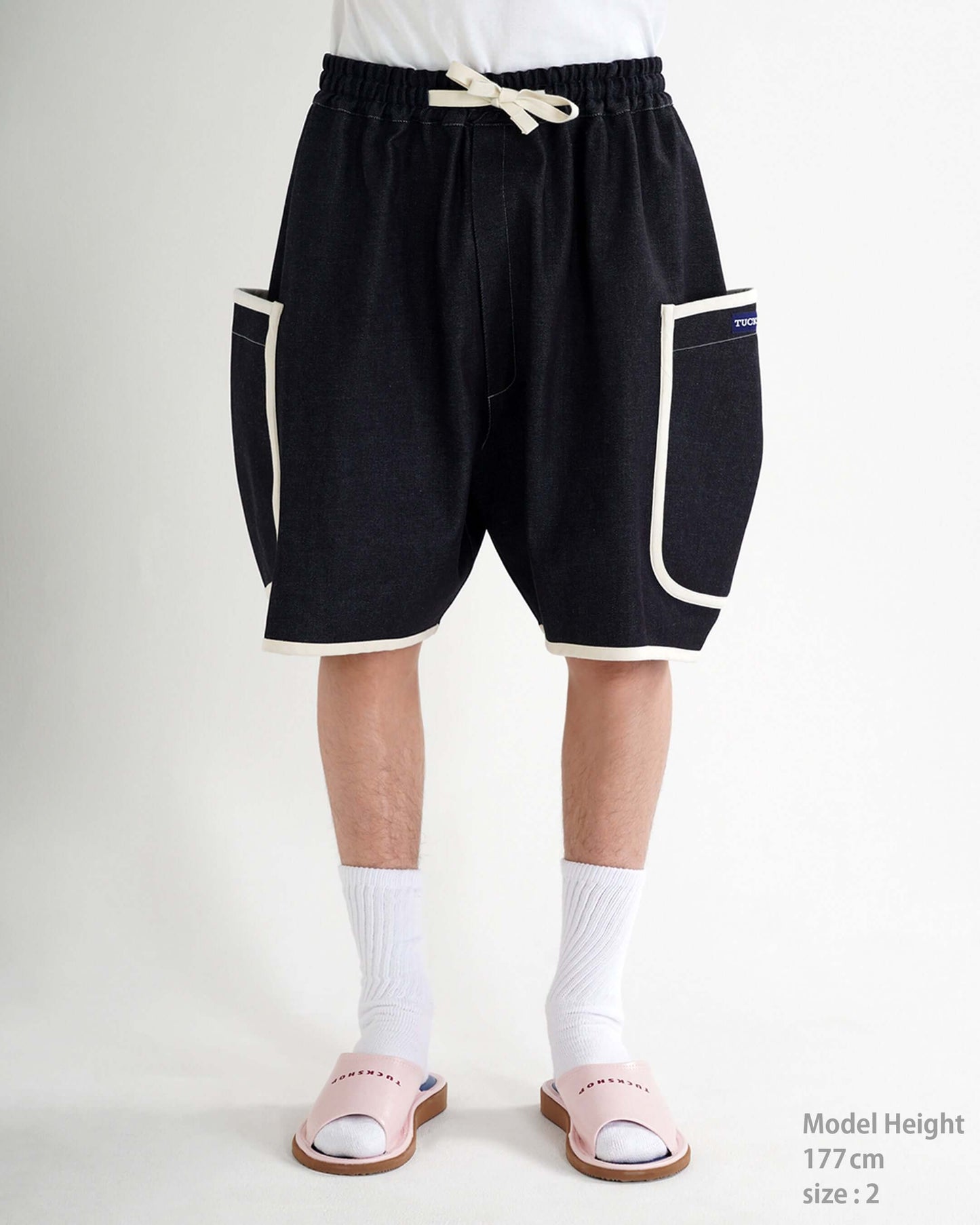 DENIM PIPING SHORTS