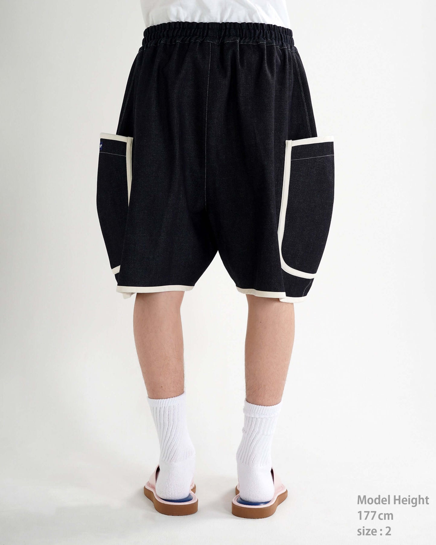 DENIM PIPING SHORTS