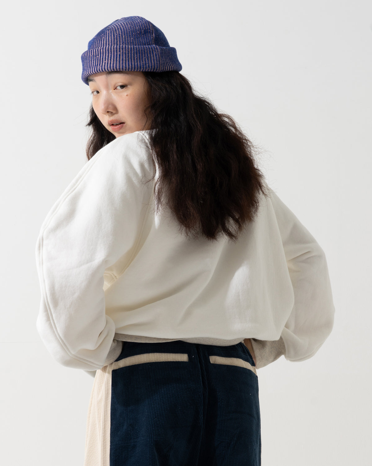 CORDUROY OVERSHIRT / off white & blue