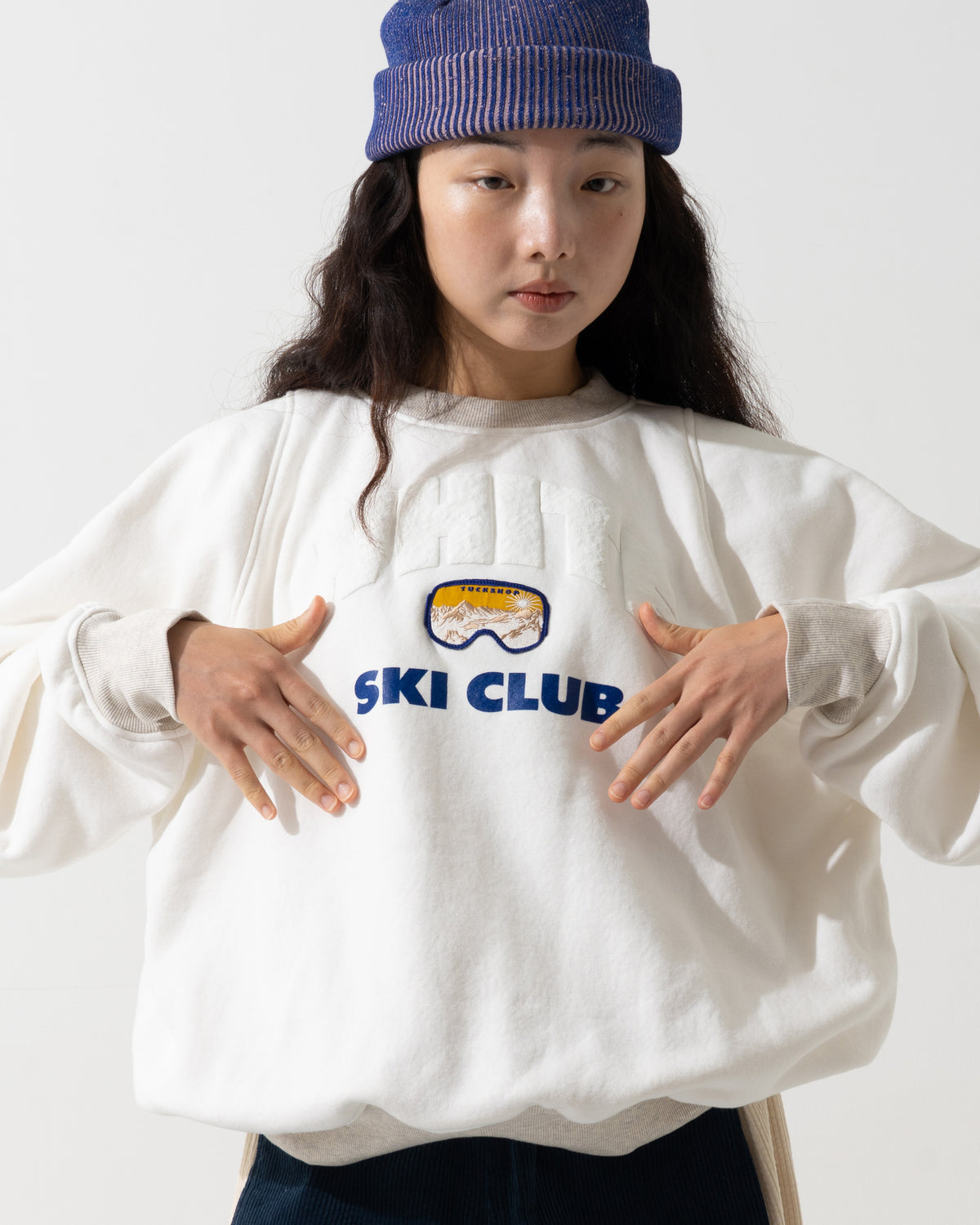 CORDUROY OVERSHIRT / off white & blue