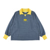 FOOTBALL POLO PULLOVER、チェック柄とイエローの襟付きデザインのフットボールシャツ型プルオーバー。