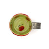 Top view of a unique PLATINUM MUG featuring colorful hand-painted design and a stylish embossed handle.