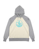 PRINTED RAGLAN HOODIE / gray & off white