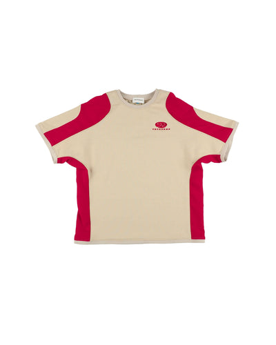 RALLY T-SHIRT / beige & red