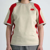 RALLY T-SHIRT / beige & red