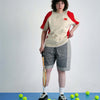 RALLY T-SHIRT / beige & red