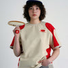 RALLY T-SHIRT / beige & red