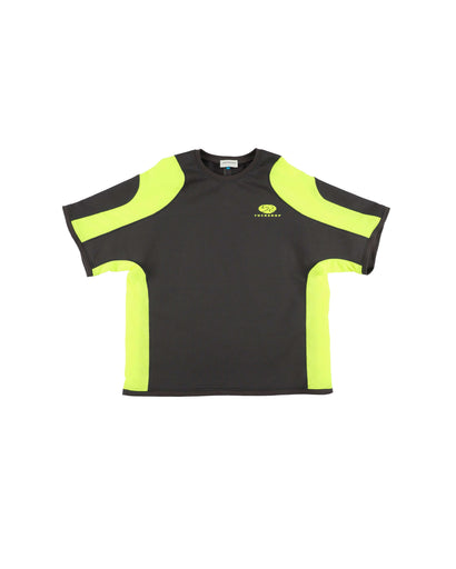 RALLY T-SHIRT / charcoal & neon yellow