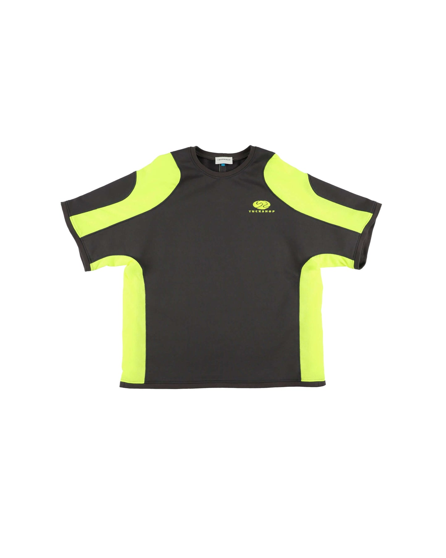 RALLY T-SHIRT / charcoal & neon yellow