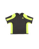 RALLY T-SHIRT charcoal & neon yellow, コットンスウェットとメッシュ素材のクルーネックTシャツ。