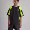 RALLY T-SHIRT / charcoal & neon yellow