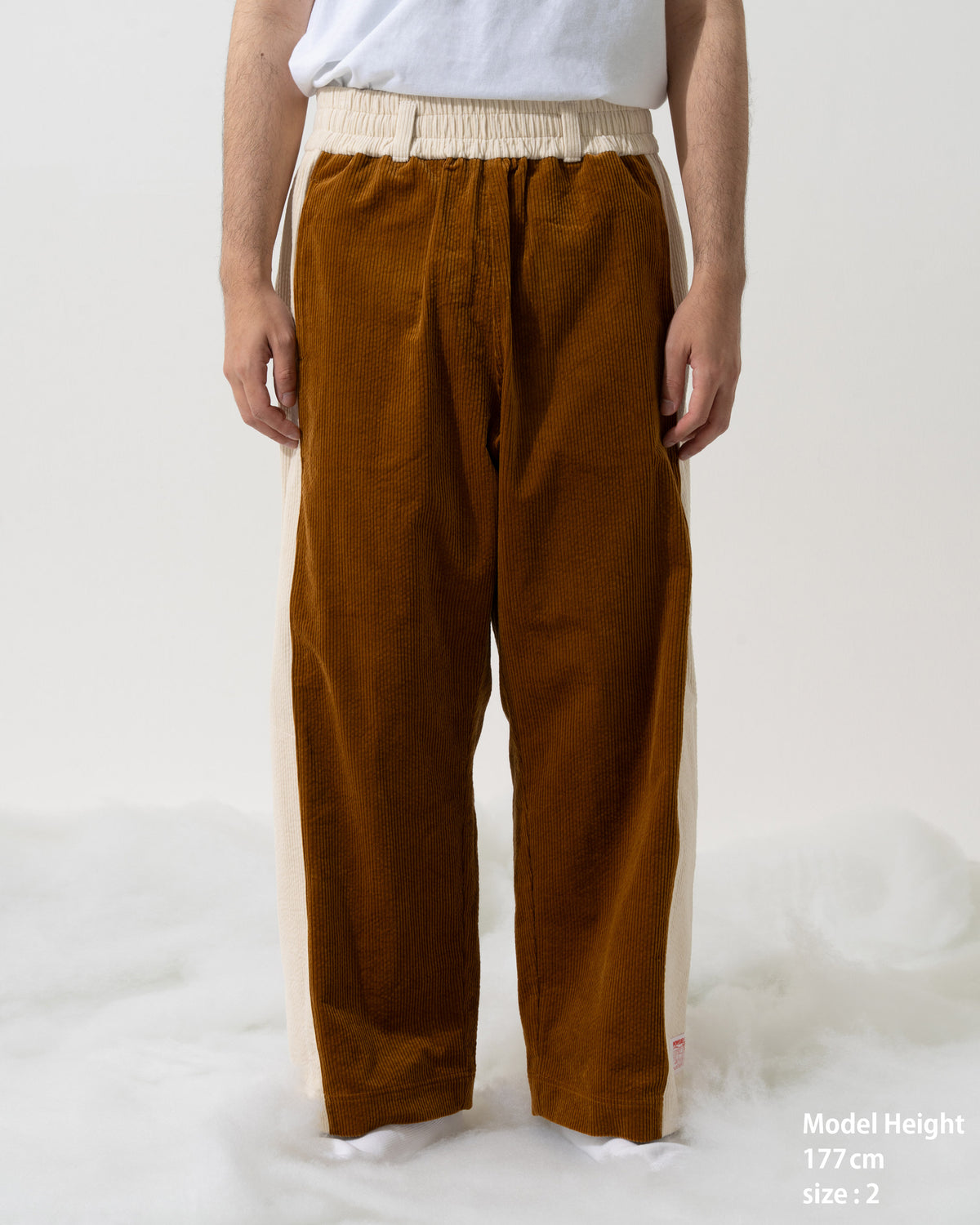 SNAP CORDUROY PANTS / navy & ivory