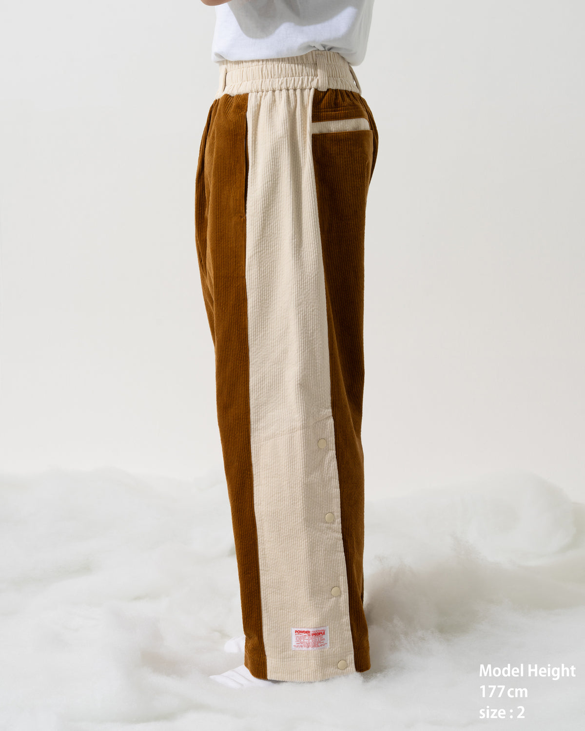 SNAP CORDUROY PANTS / navy & ivory