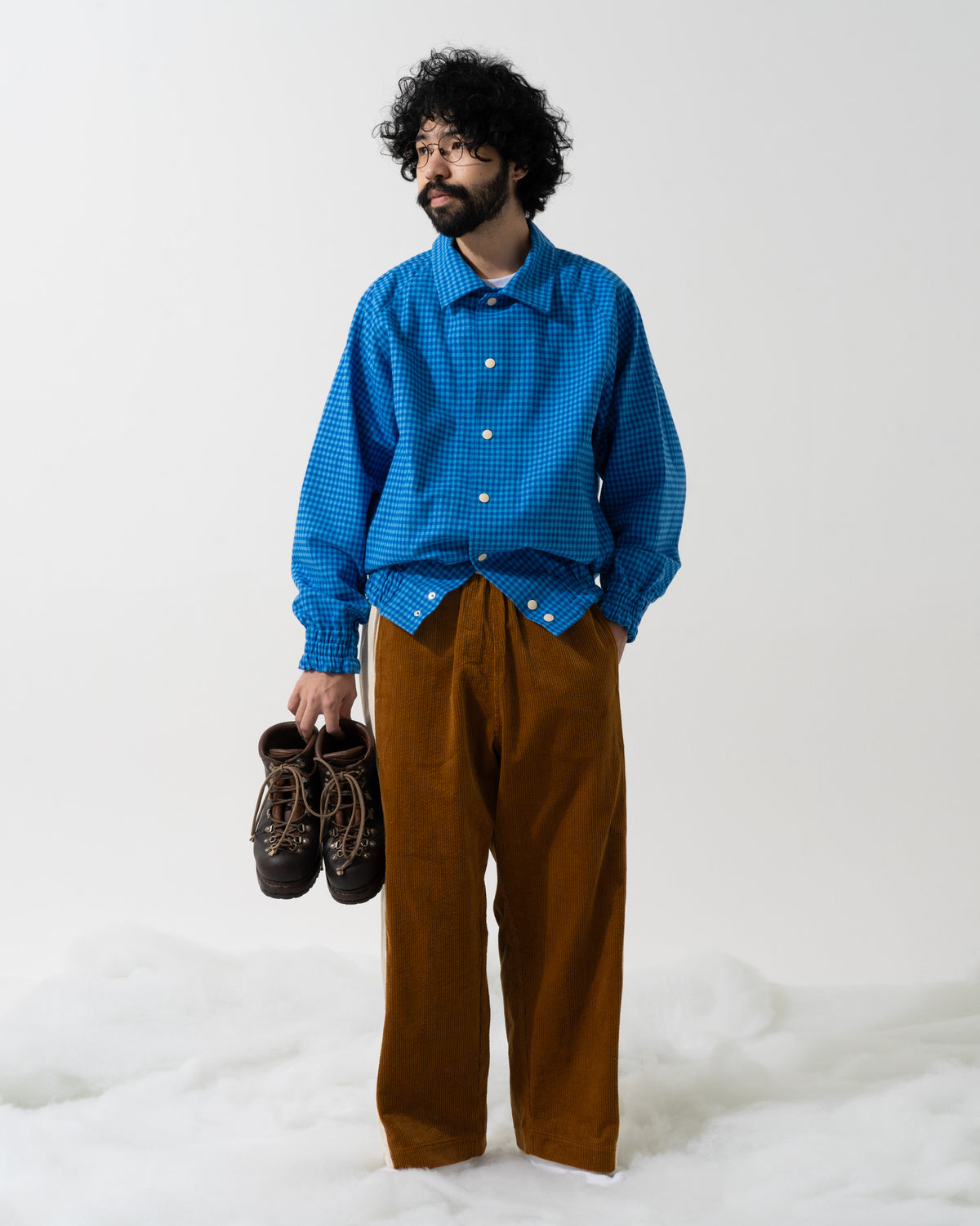 SNAP CORDUROY PANTS / amber & ivory