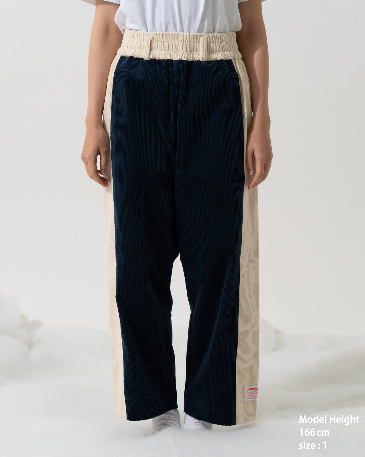 SNAP CORDUROY PANTS / navy & ivory