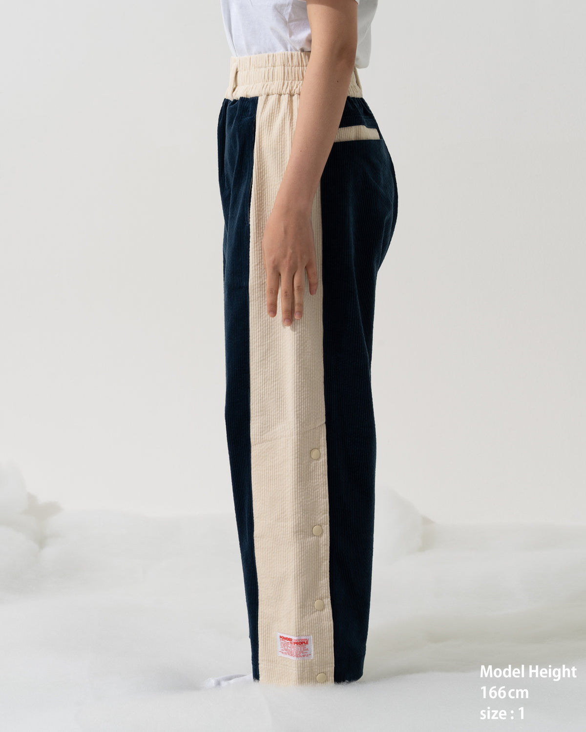 SNAP CORDUROY PANTS / navy & ivory