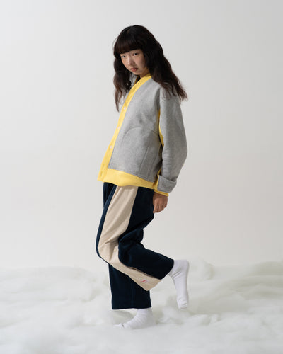SNAP CORDUROY PANTS / navy & ivory