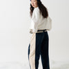 SNAP CORDUROY PANTS / navy & ivory