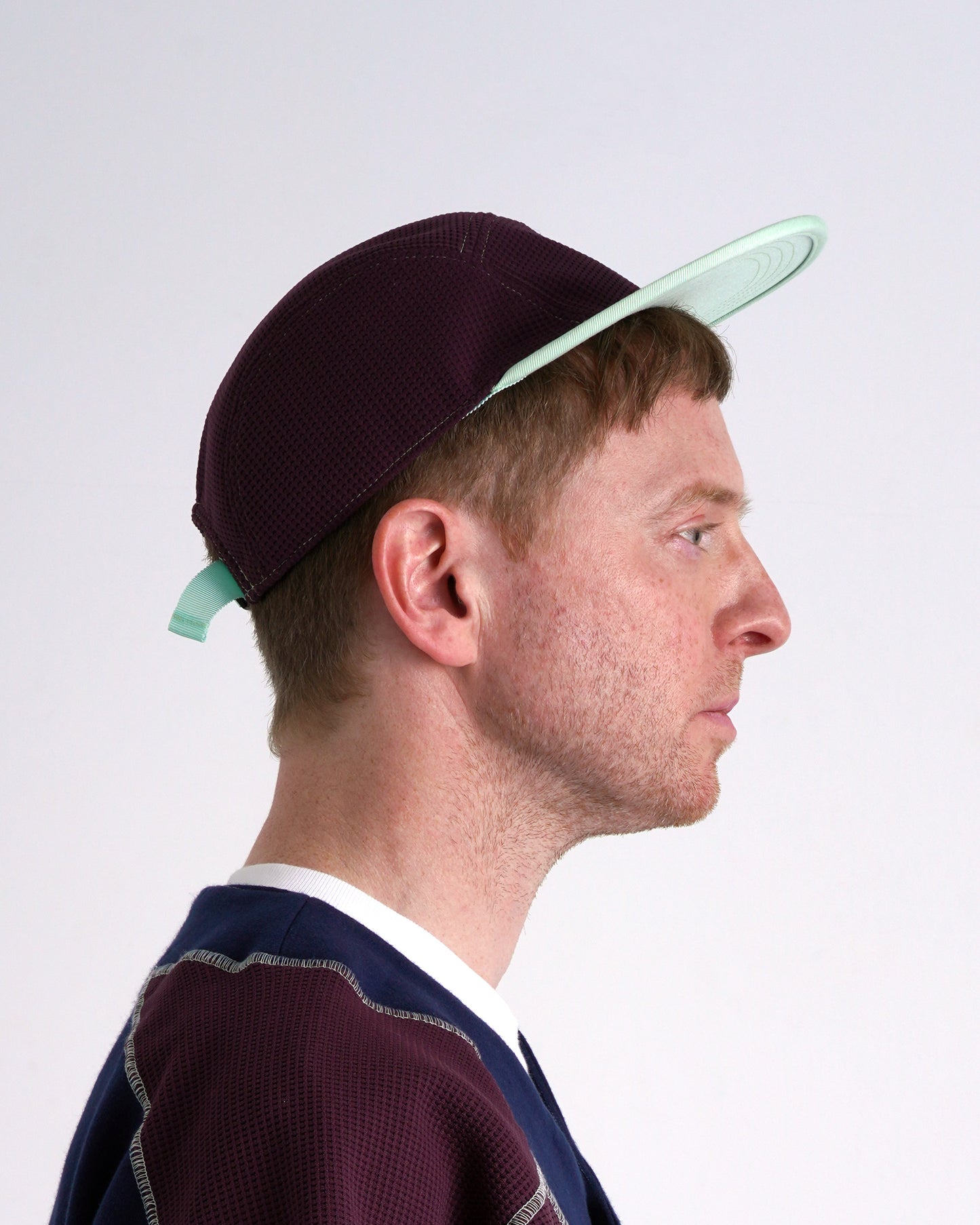 WAFFLE CAP / burgundy & mint green