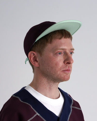 WAFFLE CAP / burgundy & mint green