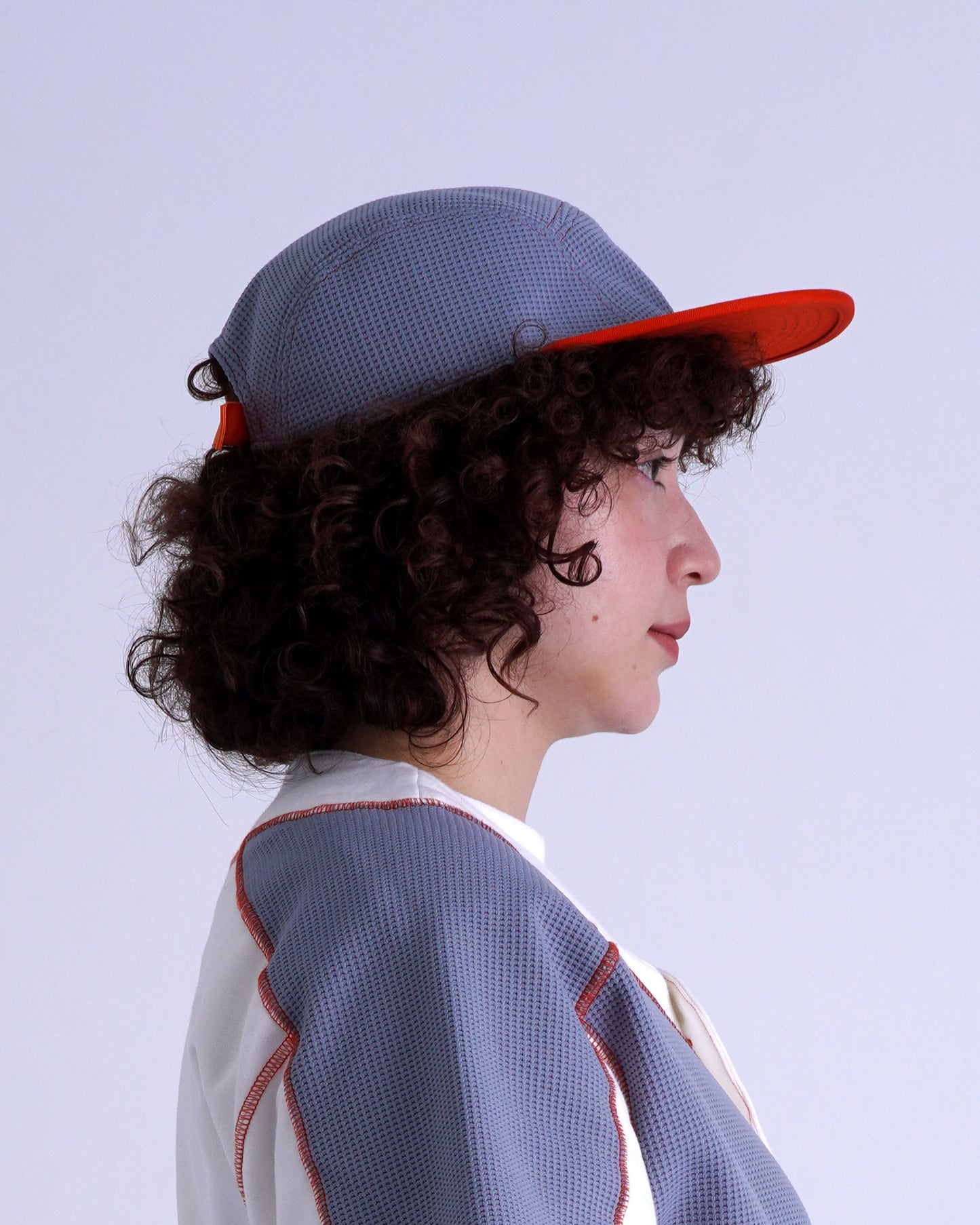 WAFFLE CAP / gray & orange
