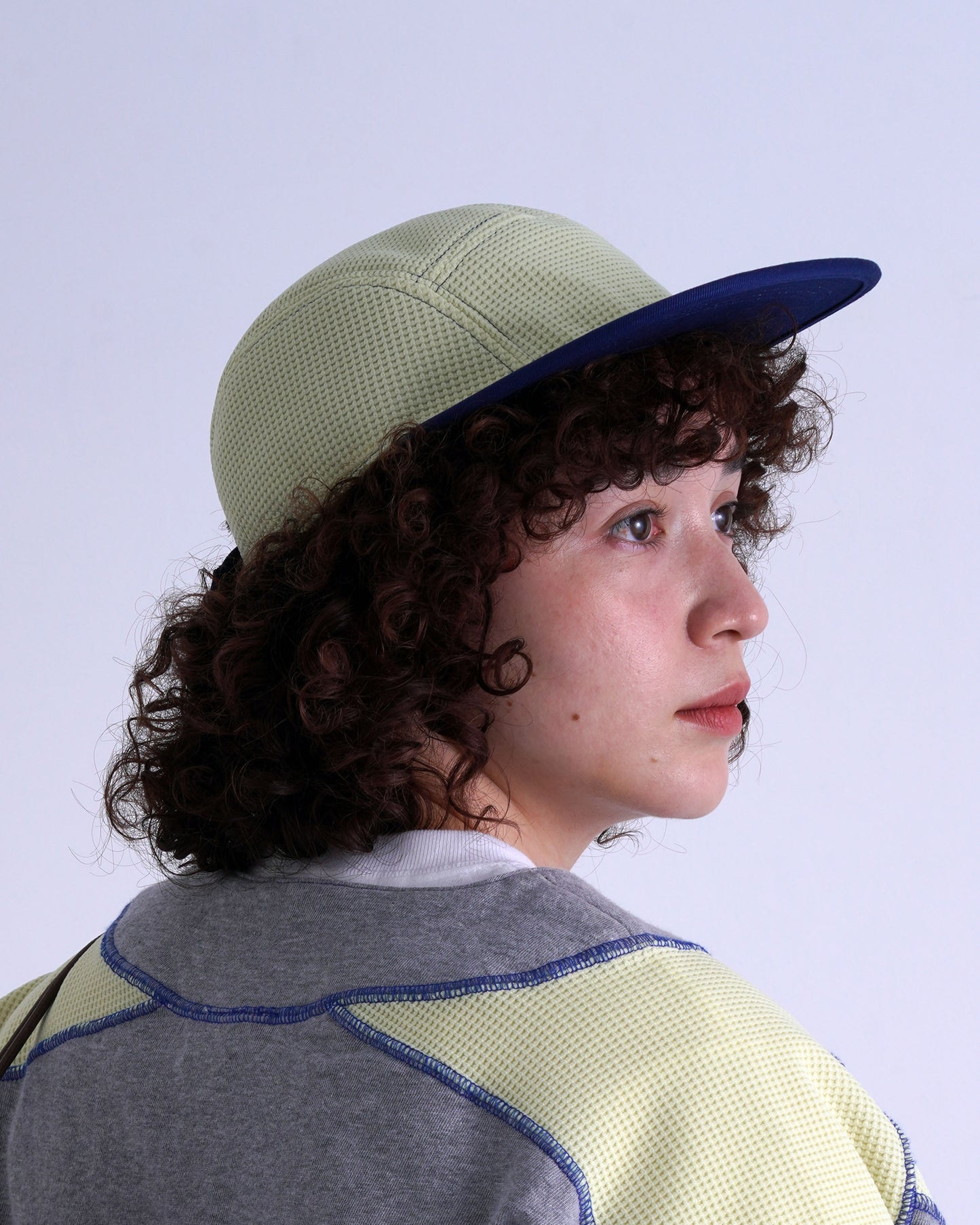 WAFFLE CAP / yellow & navy