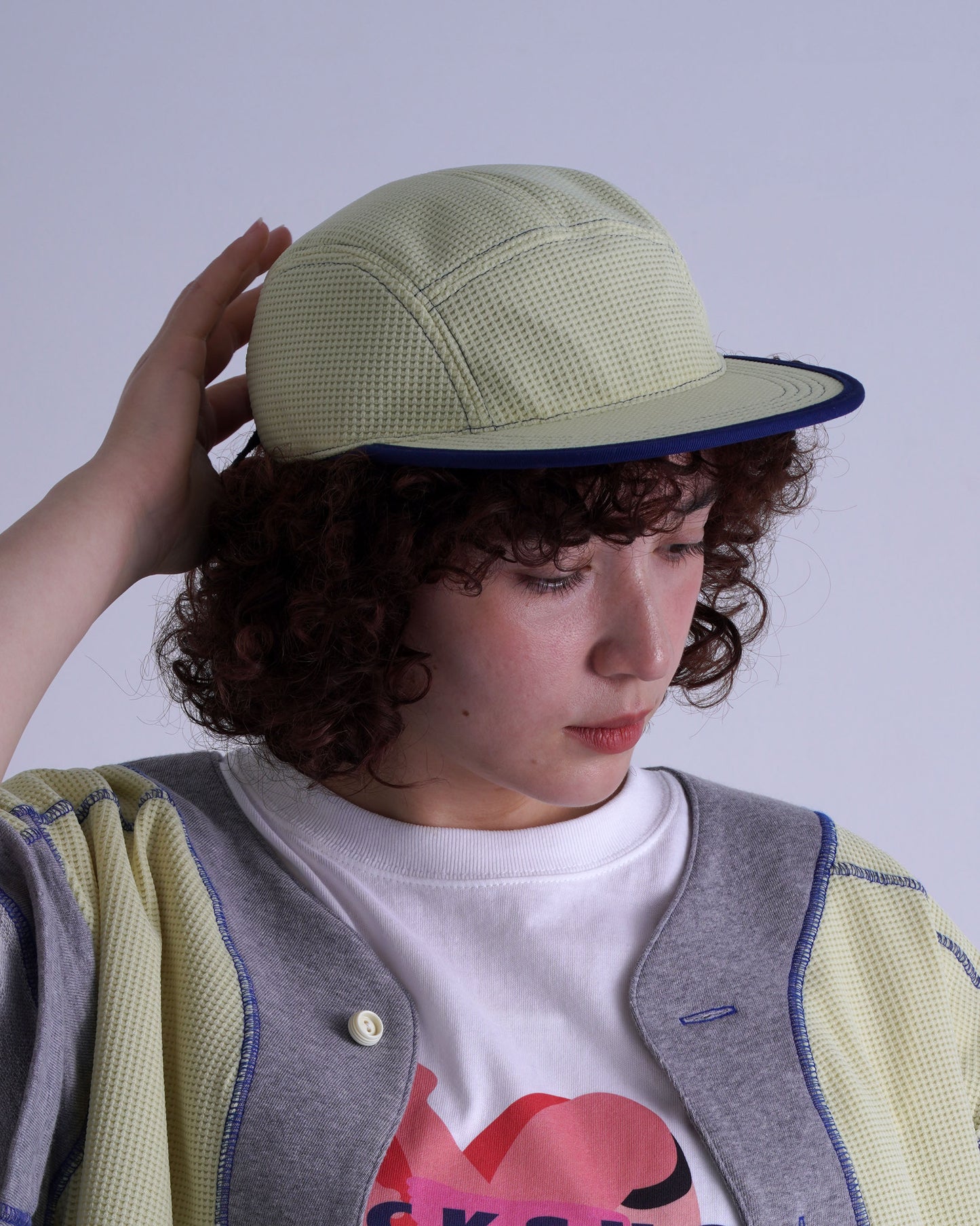 WAFFLE CAP / yellow & navy