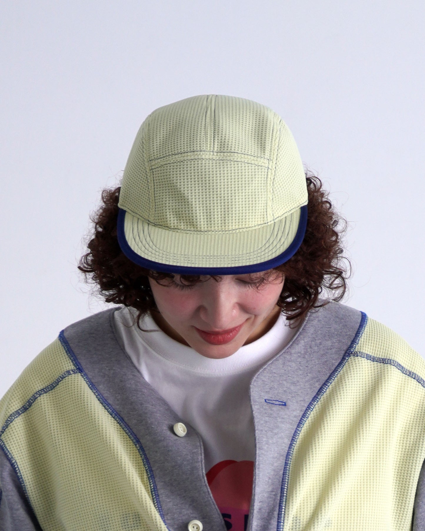 WAFFLE CAP / yellow & navy