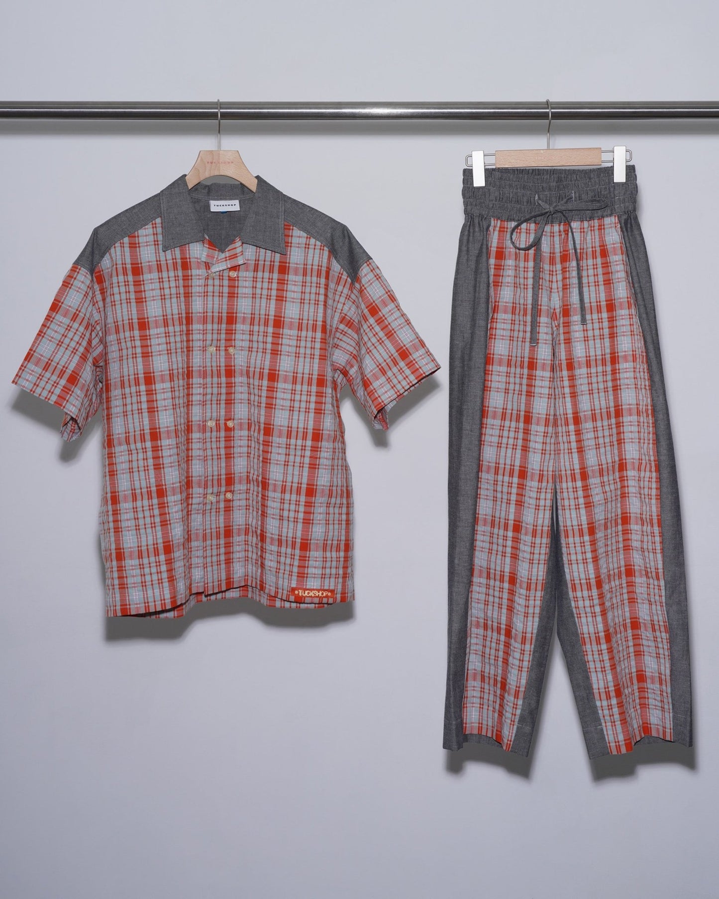 CHECK - OUT PANTS / mint green & red check - TUCKSHOP