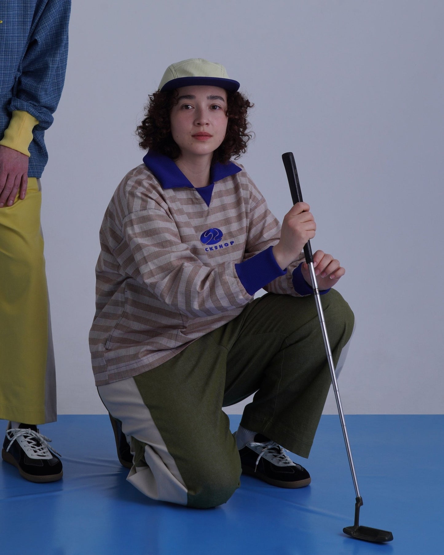 FOOTBALL POLO PULLOVER / brown check & dark blue - TUCKSHOP