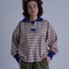 FOOTBALL POLO PULLOVER / brown check & dark blue - TUCKSHOP