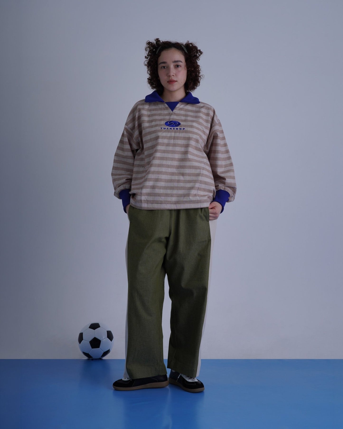 FOOTBALL POLO PULLOVER / brown check & dark blue - TUCKSHOP